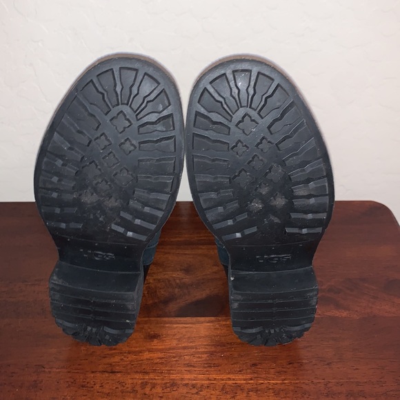 UGG SIZE 6 WILDE BLACK LEATHER/SUEDE BLACK WATERPROOF BIKER MOTO BOOTS - Picture 7 of 11